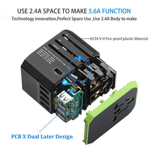 Adaptador Universal Com Multi carregador USB  países