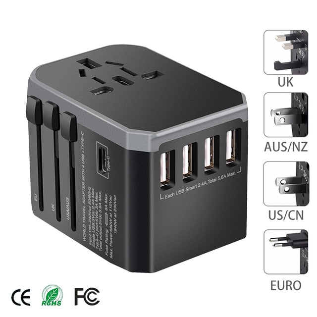 Adaptador Universal Com Multi carregador USB  países