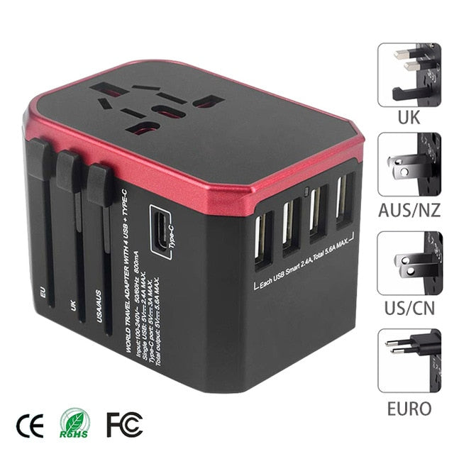 Adaptador Universal Com Multi carregador USB  países